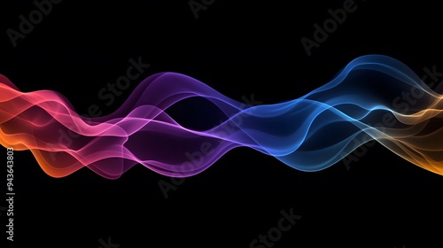 Colorful Smoke on Black Background, Abstract Image, Texture, Pattern Background, Wallpaper, Cover and Screen of Smartphone, Cell Phone, Computer, Laptop, 9:16 and 16:9 Format