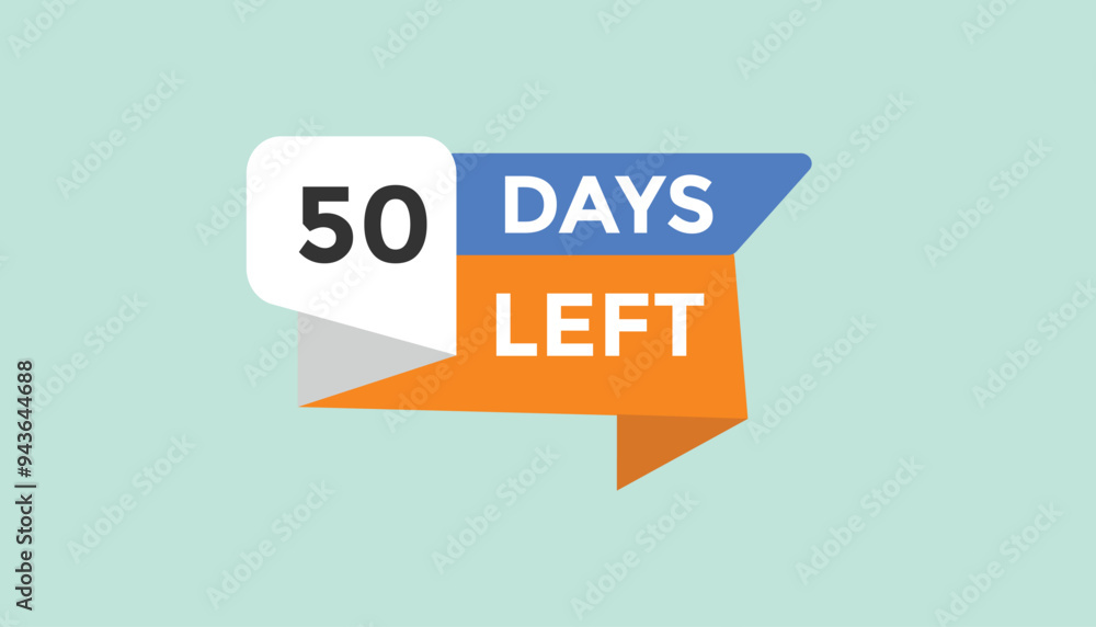 50 days left Countdown number banner templates. time icon. Vector Illustration 50 days left Countdown number banner templates. time icon. Vector Illustration