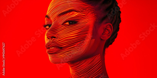 
woman having red light therapy. AI generated. photo