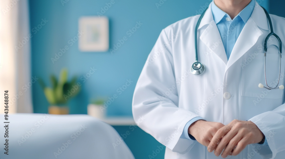 A confident doctor wearing a white coat stands in a calm medical office, ready to assist patients with care and professionalism. A confident doctor wearing a white coat stands in a calm medical office, ready to assist patients with care and professionalism.