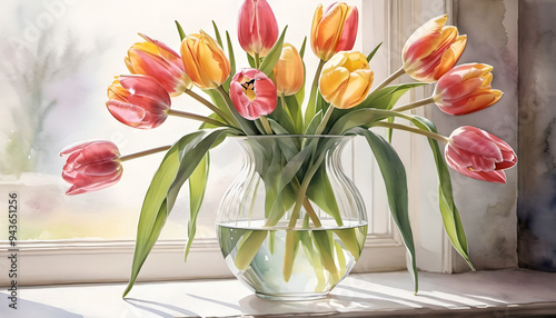 bouquet of tulip in a vase