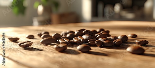 Close up of coffee beans on...