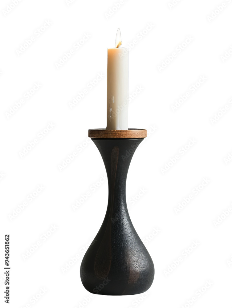 Modern Candlestick with candle on transparent background Modern Candlestick with candle on transparent background