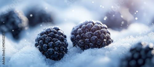 blackberry fruit in the sno...