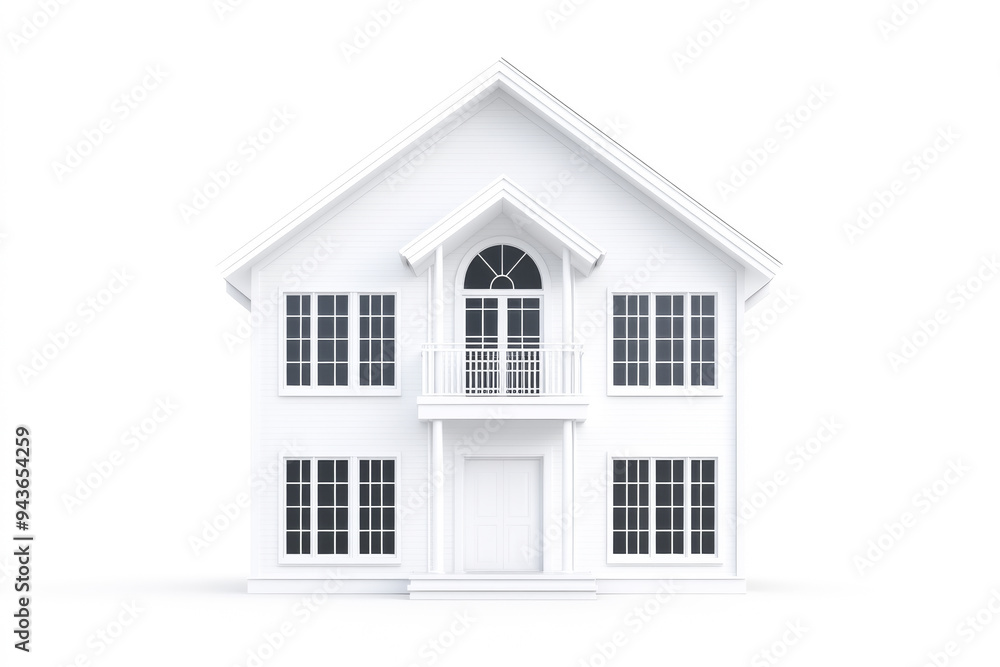 A modern white house with large windows and a stylish balcony, perfect for real estate and architectural concepts. A modern white house with large windows and a stylish balcony, perfect for real estate and architectural concepts.