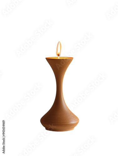 Modern Candlestick with candle on transparent background