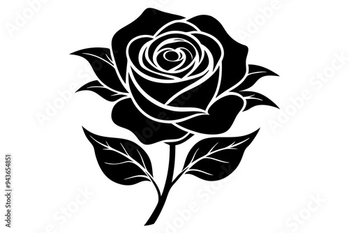 Rose icon floral vector silhouette illustration