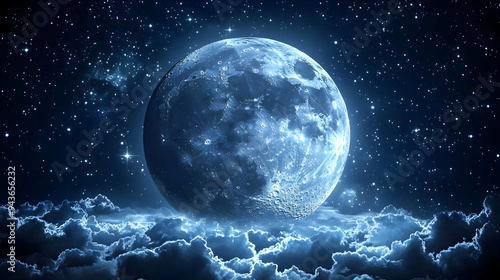 A full moon shines brightly...