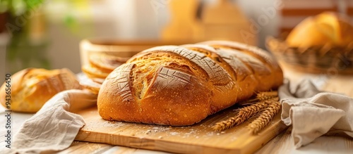 Fresh bread viewed from abo...