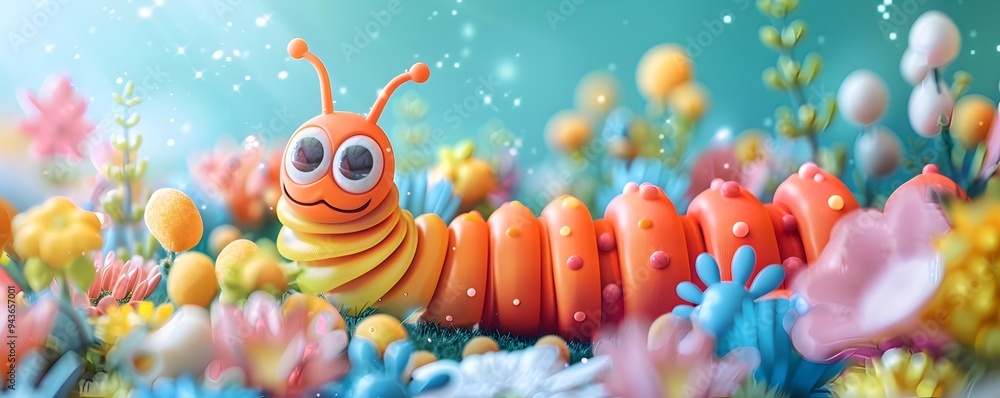 Whimsical Earthworm Imagination in a Vibrant Fantasy World Whimsical Earthworm Imagination in a Vibrant Fantasy World