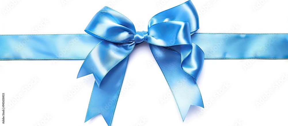 Blue ribbon with a gift bow on a white background. with copy space image. Place for adding text or design Blue ribbon with a gift bow on a white background. with copy space image. Place for adding text or design