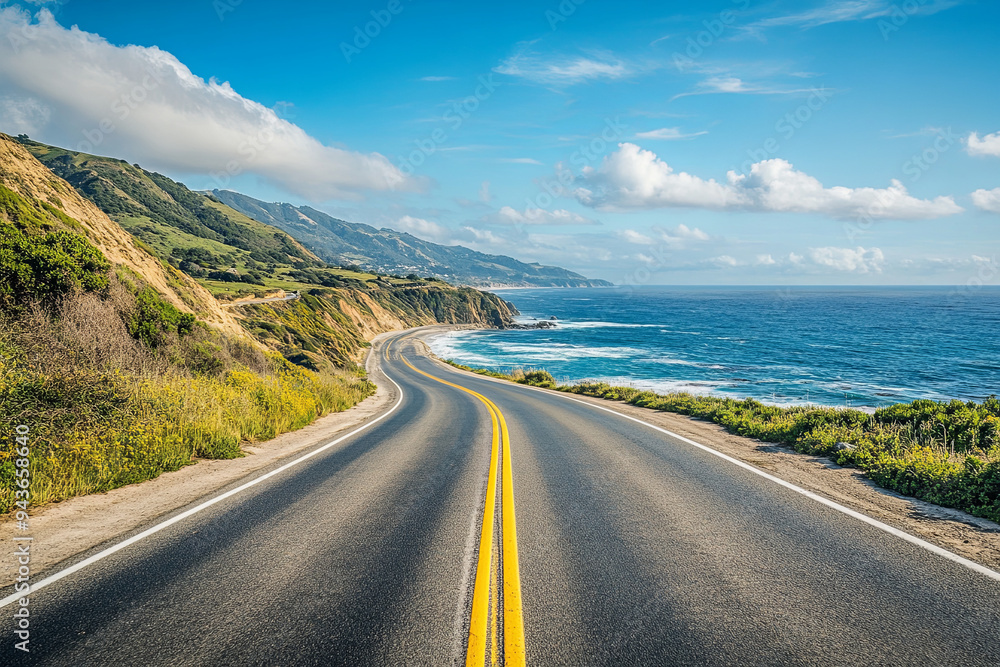 Scenic coastal road with ocean view
Scenic coastal road with ocean view