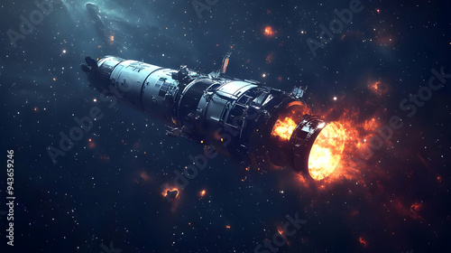 A futuristic spaceship in s...