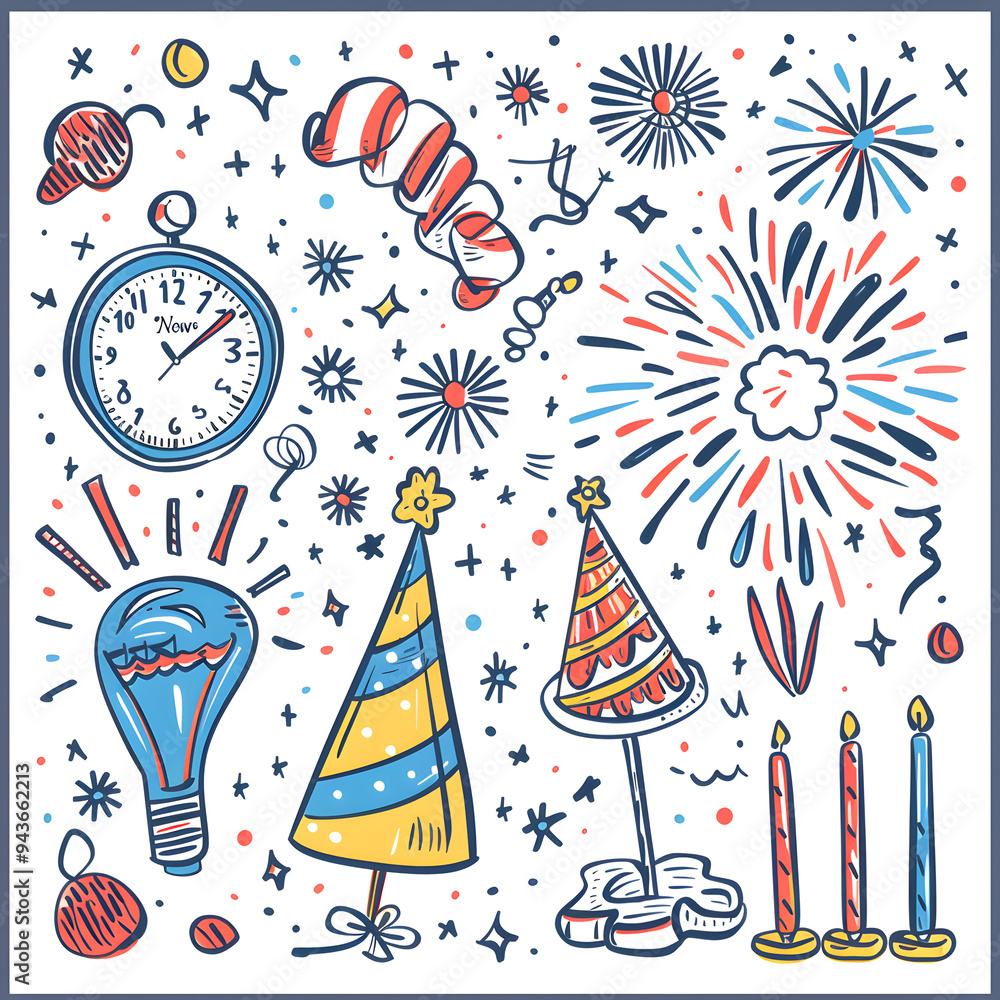 New Year and Christmas card, graphic advertising backgrounds in a doodle 2D illustrator style. New Year and Christmas card, graphic advertising backgrounds in a doodle 2D illustrator style.