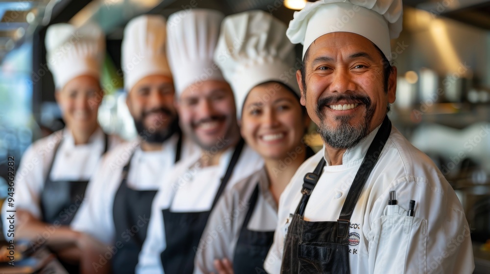 A group of chefs are smiling for the camera A group of chefs are smiling for the camera