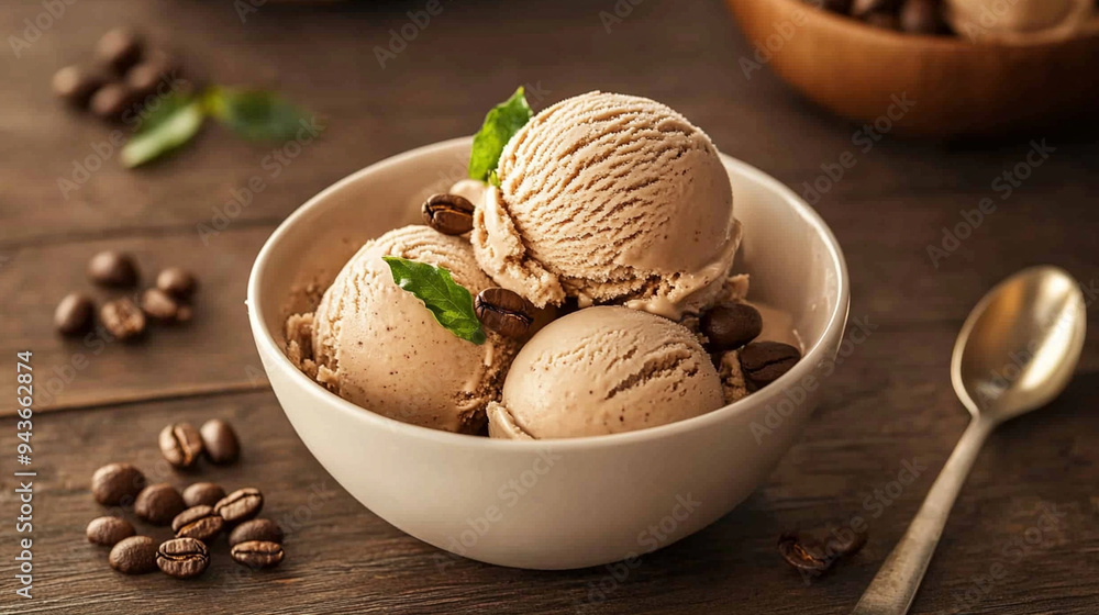 Coffee ice cream made from coffee beans. Coffee ice cream made from coffee beans.