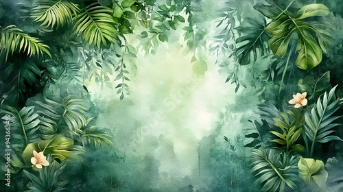 Vibrant Tropical Foliage Lush Jungle Vegetation Nature Background