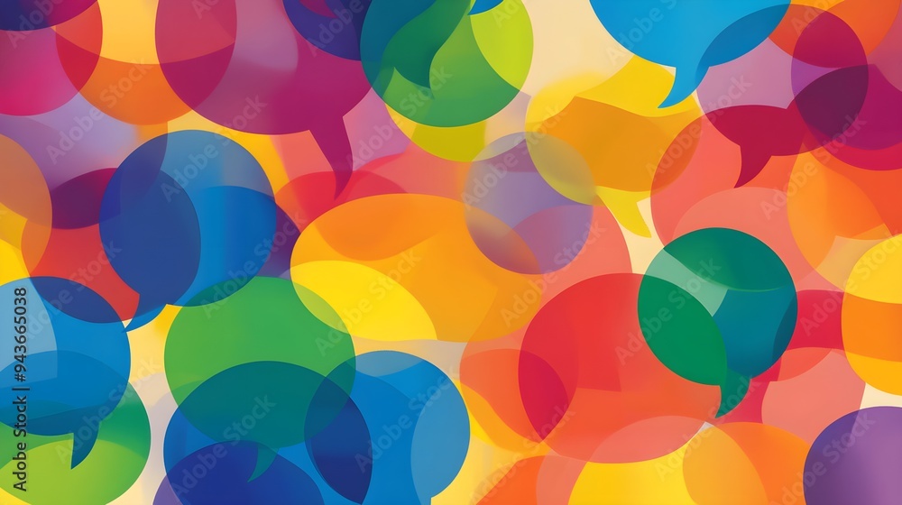 custom made wallpaper toronto digitalEmbracing Diversity - Illustration of Colorful Speech Bubbles Promoting Inclusive Dialogue