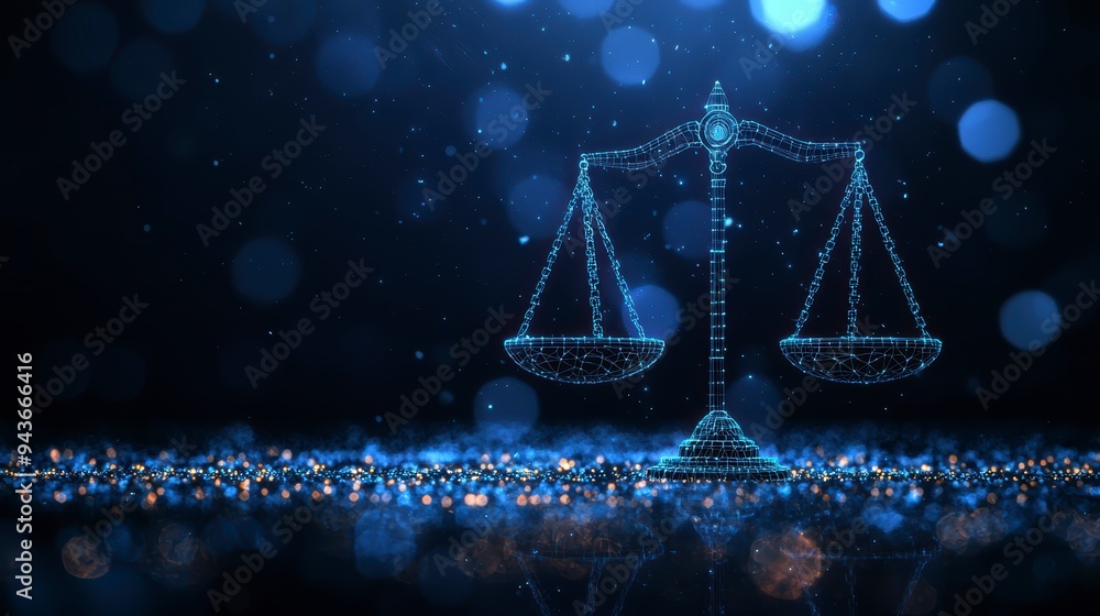 The digital scales of justice against the backdrop of data and code symbolize the rule of law in the virtual world The digital scales of justice against the backdrop of data and code symbolize the rule of law in the virtual world