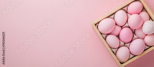 Pink Easter eggs in a woode...