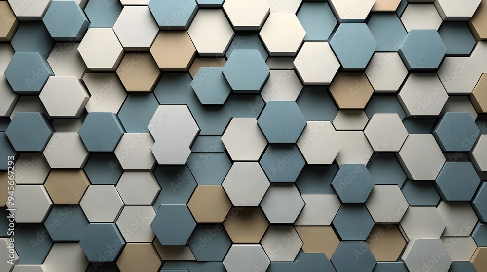 Geometric Hexagon Mosaic Tile Pattern in Neutral Tones for Modern Interior Decor Geometric Hexagon Mosaic Tile Pattern in Neutral Tones for Modern Interior Decor