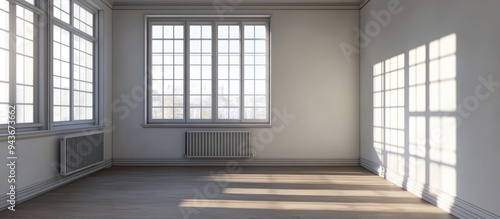 Vacant room with windows an...