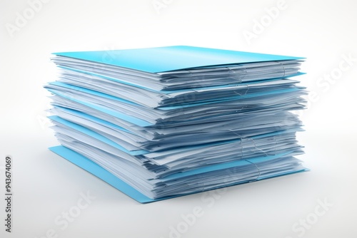Isolated stack of business documents on white background for professional presentations