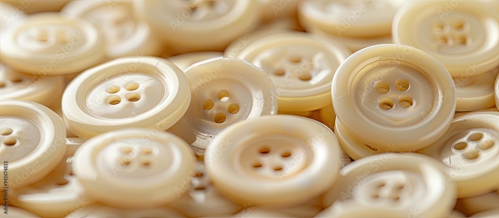 Beige plastic sewing buttons against a white background Copy space Beige plastic sewing buttons against a white background Copy space