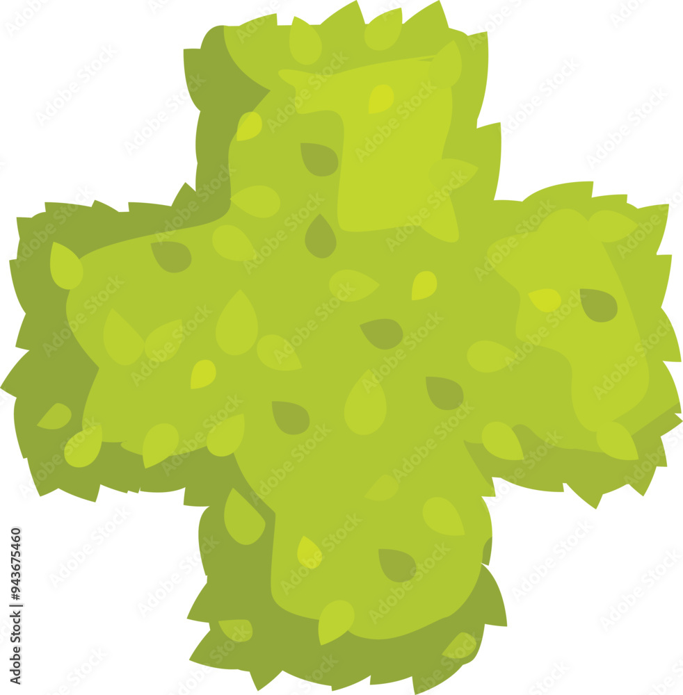 Green bush forming a cross, perfect for representing health or medical concepts Green bush forming a cross, perfect for representing health or medical concepts