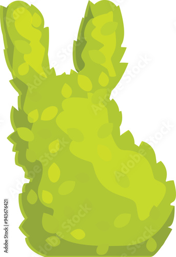 Green bush shaped like a rabbit sitting in a park