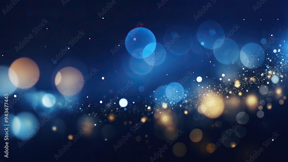 Naklejka premium blue, gold and orange glow particle abstract Bokeh background