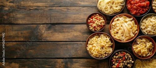 Various types of pasta in c...