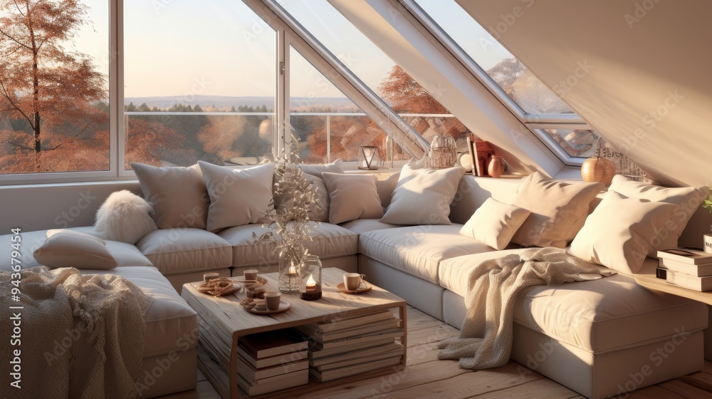 Bright scandinavian style living room design for a cozy and modern atmosphere in daylight Bright scandinavian style living room design for a cozy and modern atmosphere in daylight