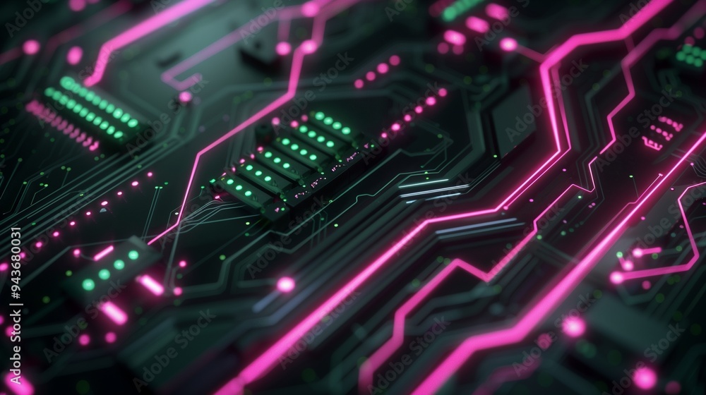 Circuit pathway digital technology with pink light line connecting data broad Circuit pathway digital technology with pink light line connecting data broad