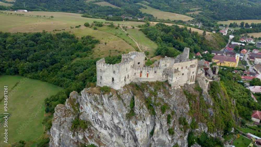 A captivating drone video of Beckov Castle in Slovakia highlights its majestic ruins, historic architecture, and panoramic views of the surrounding countryside. A captivating drone video of Beckov Castle in Slovakia highlights its majestic ruins, historic architecture, and panoramic views of the surrounding countryside.