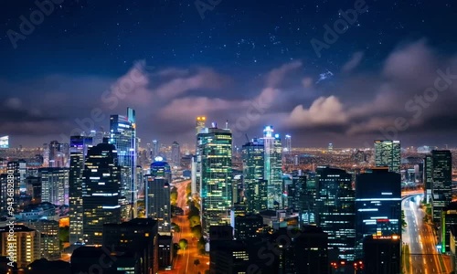 Wallpaper Mural A city skyline at night with a cloudy sky Torontodigital.ca