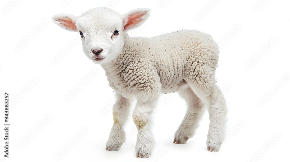 Adorable Baby Lamb Standing on All Fours in Peaceful Studio Setting Adorable Baby Lamb Standing on All Fours in Peaceful Studio Setting