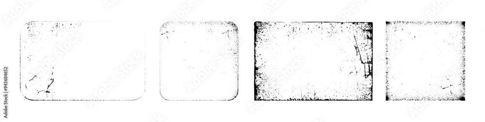 Scratched and worn paper texture frames and borders. Vector isolated realistic set of templates or mockup frames with old vintage and grunge style. Trendy distressed blank pages with copy space Scratched and worn paper texture frames and borders. Vector isolated realistic set of templates or mockup frames with old vintage and grunge style. Trendy distressed blank pages with copy space