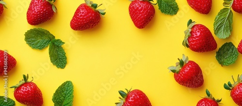 Strawberries with mint on a...