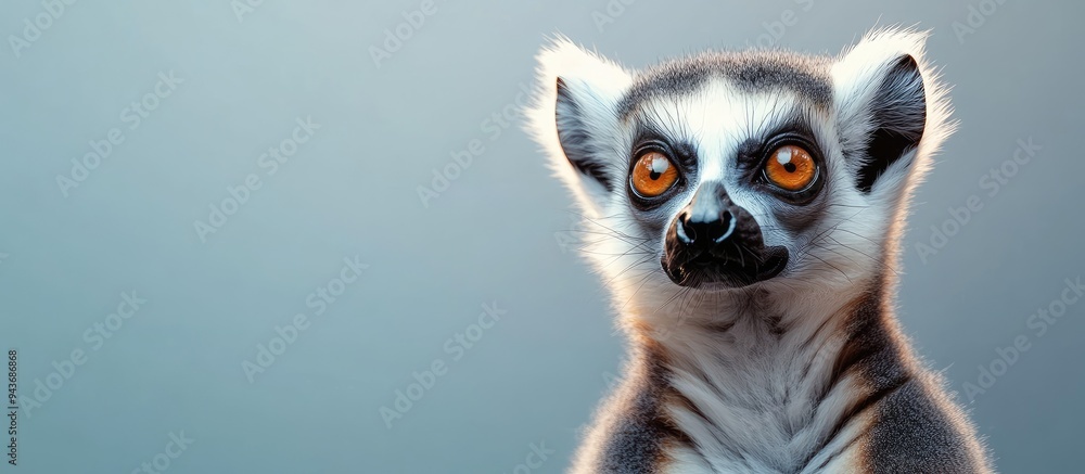 Obraz premium Portrait of a ring tailed lemur. with copy space image. Place for adding text or design