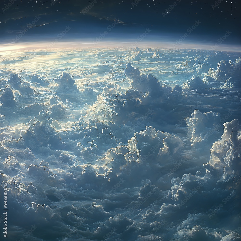Expansive view of the troposphere with nimbus clouds stretching endlessly, the vast sky charged with energy before a storm, Nimbus Vast Troposphere, Storm energy buildup Expansive view of the troposphere with nimbus clouds stretching endlessly, the vast sky charged with energy before a storm, Nimbus Vast Troposphere, Storm energy buildup