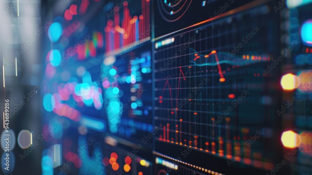Close-up of a computer screen displaying a complex data visualization, emphasizing analytics and big data Close-up of a computer screen displaying a complex data visualization, emphasizing analytics and big data