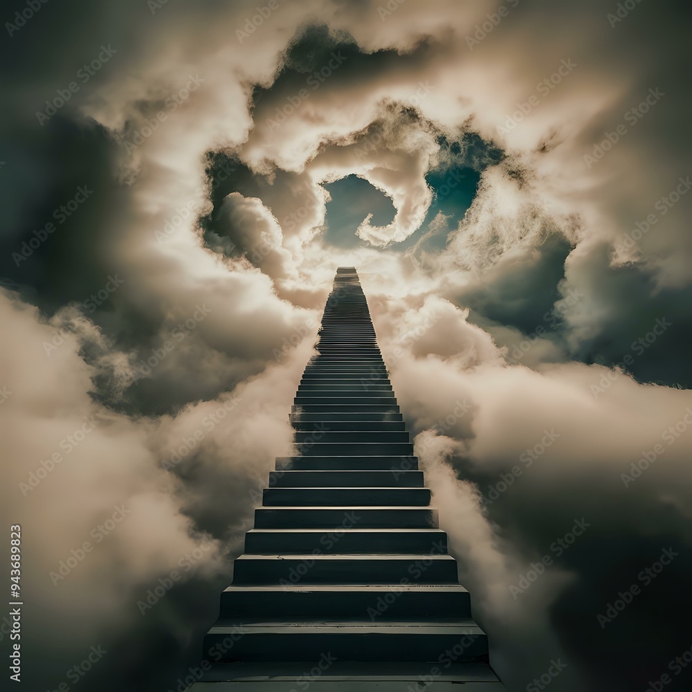 Fototapeta premium Stairway to Heaven: A Majestic Ascent Among the Clouds