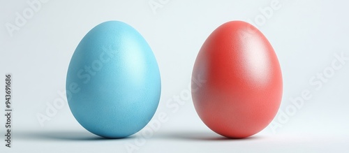 Two Easter eggs one blue an...