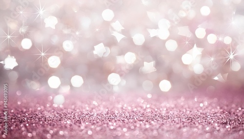 white pink glitter bokeh with stars abstract background