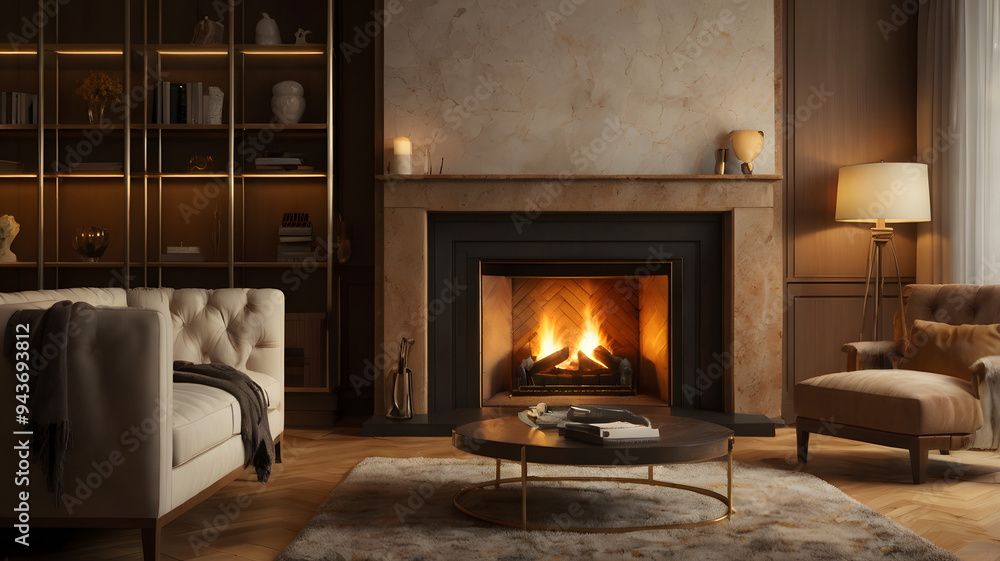 fireplace in the room, ai generated fireplace in the room, ai generated