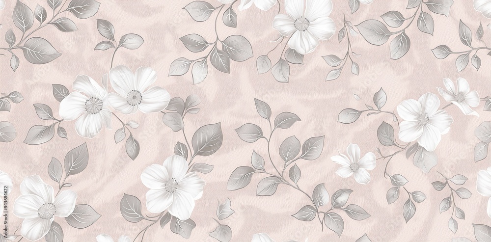 Fototapeta premium Pale pink flowers background illustration