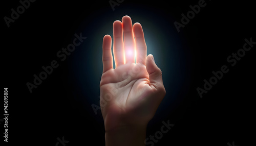 The hand shows the symbol of protection of the psyche  isolated with white highlights, png photo