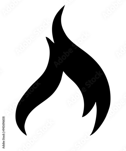 black outline illustration icon of a fire isolated on white 