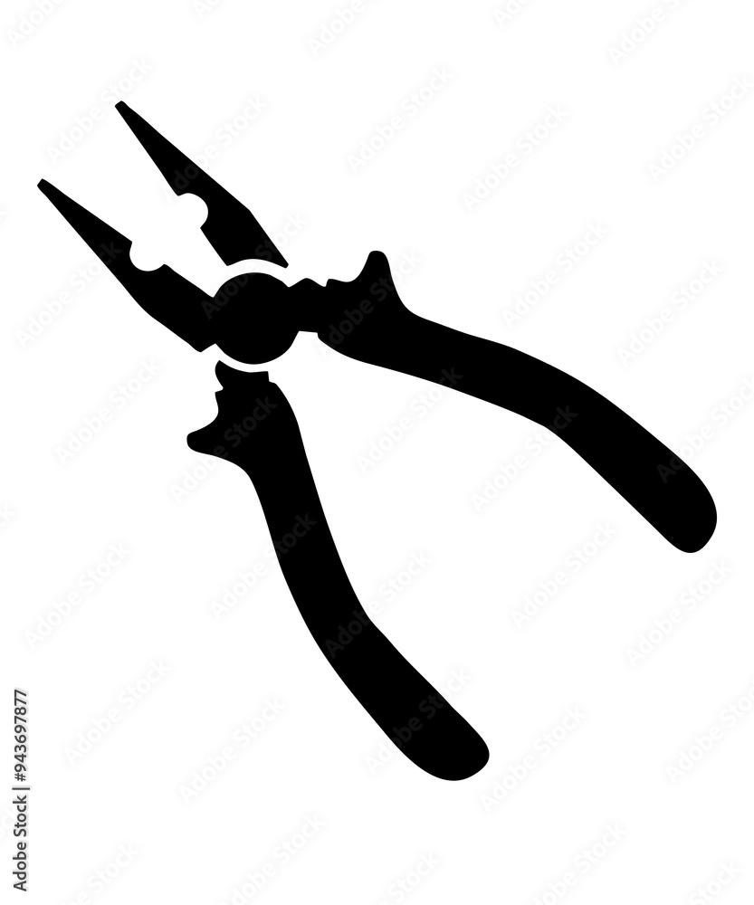 black icon illustration of pliers isolated on white black icon illustration of pliers isolated on white